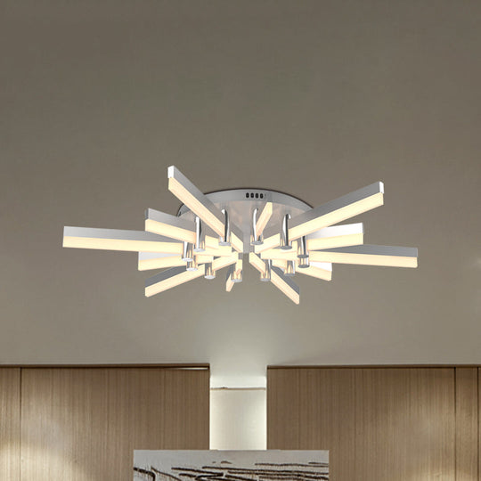 Semi - Mount Sputnik Ceiling Light With Acrylic Shade & Modern Silver Finish - Ideal For Indoor