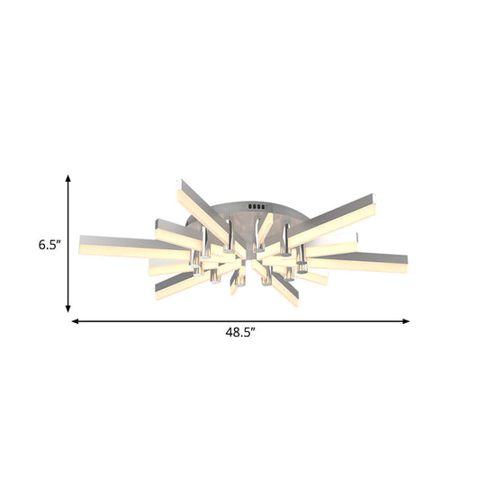 Semi - Mount Sputnik Ceiling Light With Acrylic Shade & Modern Silver Finish - Ideal For Indoor