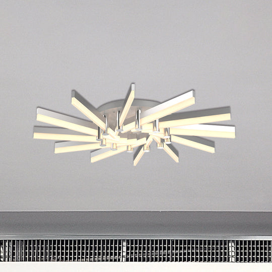Semi - Mount Sputnik Ceiling Light With Acrylic Shade & Modern Silver Finish - Ideal For Indoor