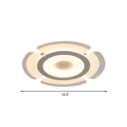 Simple Floral Acrylic Led Flush Ceiling Light - 8’/16.5’/20.5’ Wide Warm/White