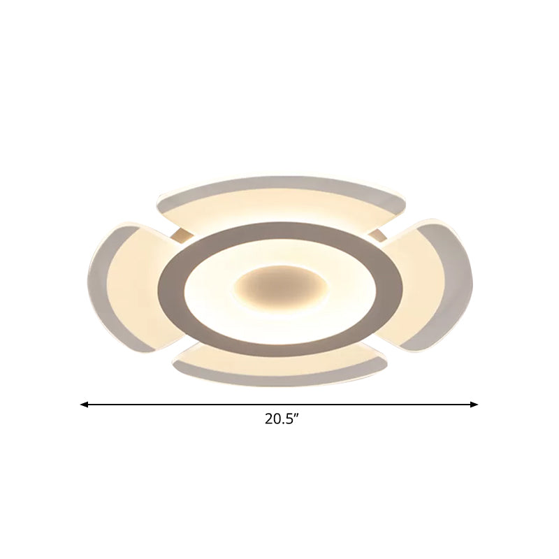 Simple Floral Acrylic Led Flush Ceiling Light - 8’/16.5’/20.5’ Wide Warm/White