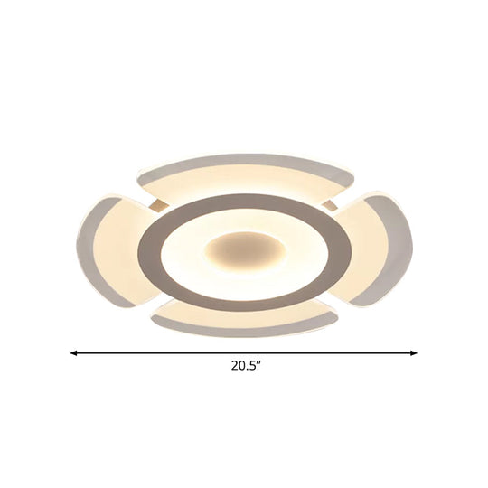 Simple Floral Acrylic Led Flush Ceiling Light - 8’/16.5’/20.5’ Wide Warm/White