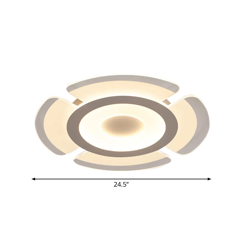 Simple Floral Acrylic Led Flush Ceiling Light - 8’/16.5’/20.5’ Wide Warm/White