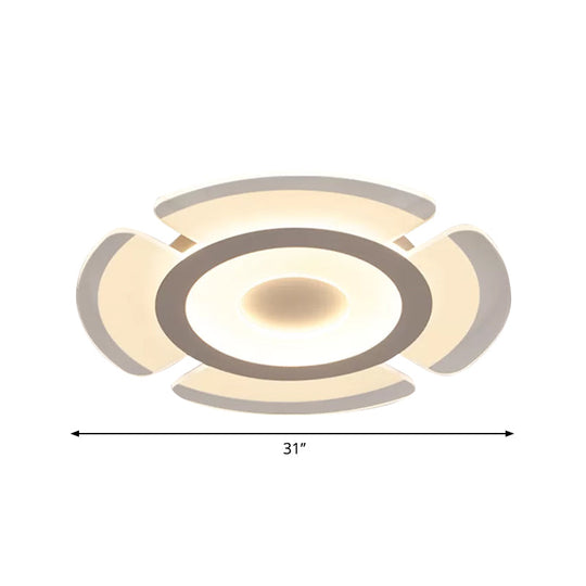 Simple Floral Acrylic Led Flush Ceiling Light - 8’/16.5’/20.5’ Wide Warm/White