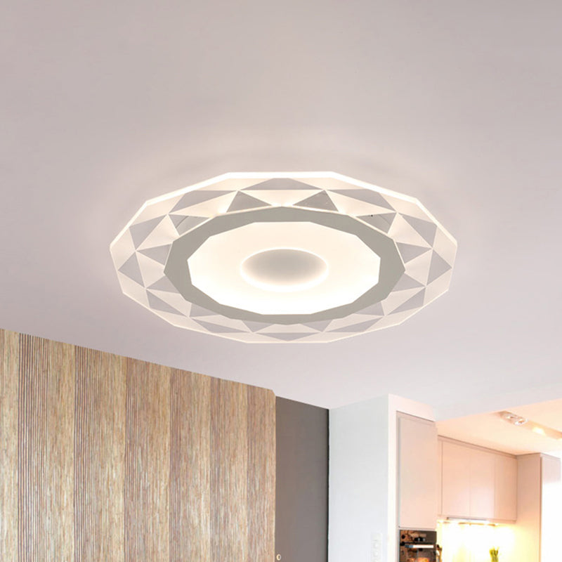 Modern Led Living Room Flush Mount Light With Diamond-Shaped Acrylic Shade -