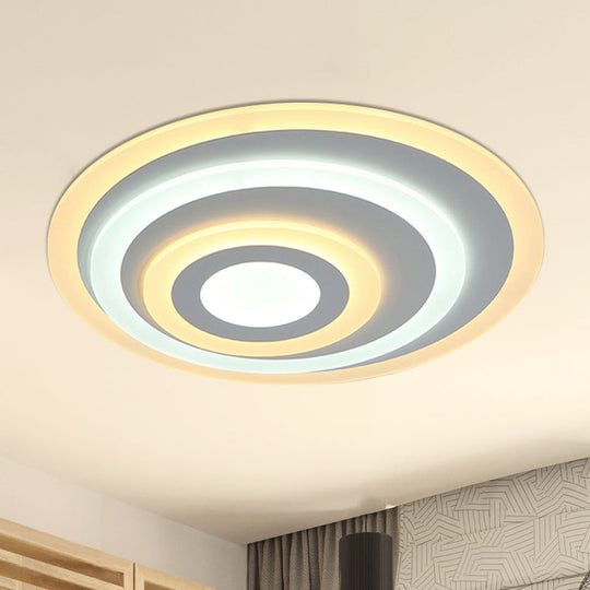 Ellipse Flushmount Acrylic Led Ceiling Fixture - 14/19.5/23.5 Wide White Warm/White Light / 14