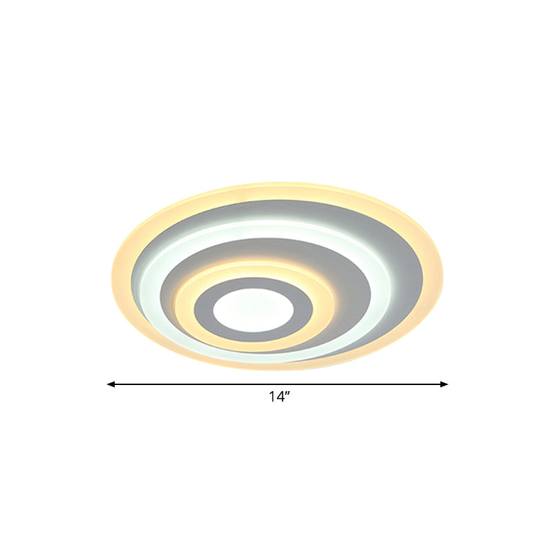 Ellipse Flushmount Acrylic Led Ceiling Fixture - 14’/19.5’/23.5’ Wide White Warm/White Light