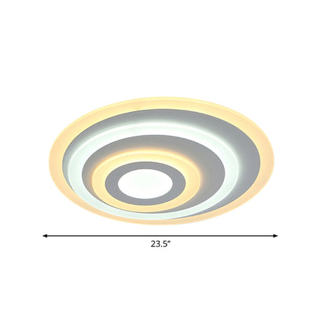Ellipse Flushmount Acrylic Led Ceiling Fixture - 14/19.5/23.5 Wide White Warm/White Light