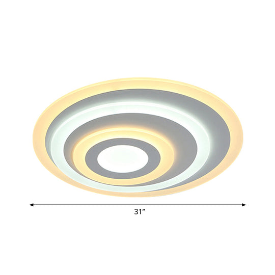 Ellipse Flushmount Acrylic Led Ceiling Fixture - 14’/19.5’/23.5’ Wide White Warm/White Light