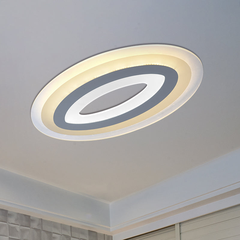 Modern Acrylic Oval Led Ceiling Light Fixture - Warm/White Multiple Sizes