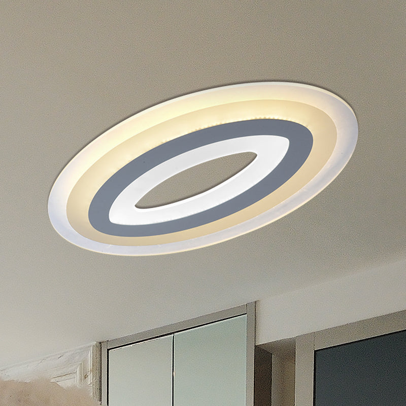 Modern Acrylic Oval Led Ceiling Light Fixture - Warm/White Multiple Sizes