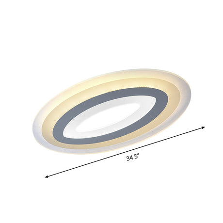 Modern Acrylic Oval Led Ceiling Light Fixture - Warm/White Multiple Sizes