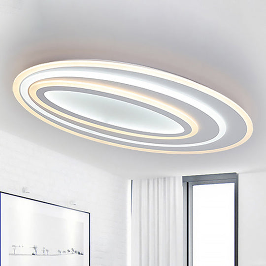 Oval Acrylic Led Flushmount Light - 19.5’/23.5’/31.5’ Wide Bedroom Ceiling Lamp In Warm/White