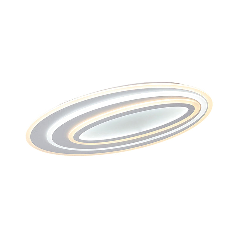 Oval Acrylic Led Flushmount Light - 19.5’/23.5’/31.5’ Wide Bedroom Ceiling Lamp In Warm/White
