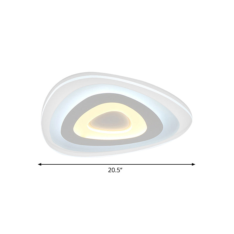 Contemporary Led Flush Mount Light - Wide Acrylic Shade Triangle Ceiling Lamp (16/20/24.5) In