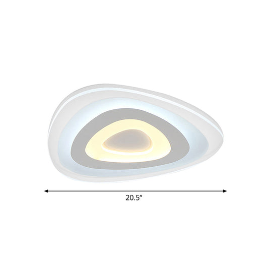 Contemporary Led Flush Mount Light - Wide Acrylic Shade Triangle Ceiling Lamp (16’/20’/24.5’)