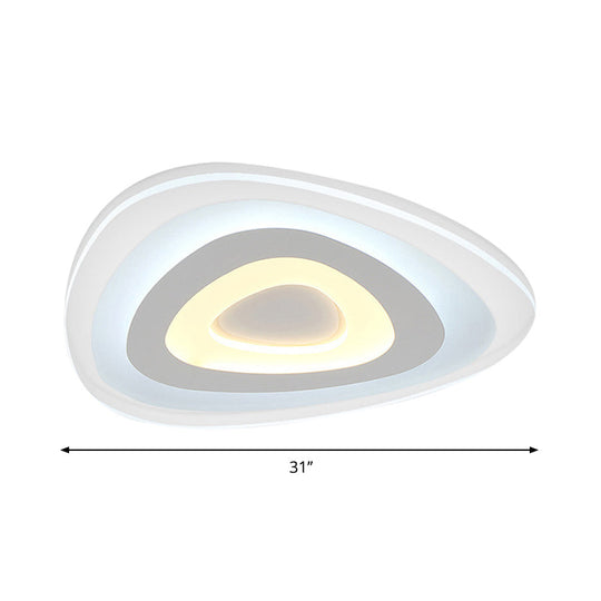 Contemporary Led Flush Mount Light - Wide Acrylic Shade Triangle Ceiling Lamp (16/20/24.5) In