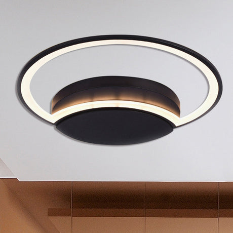 Led Bedroom Ceiling Light - 16’/19.5’/23.5’ Wide Circle Acrylic Shade In White/Black Warm/White