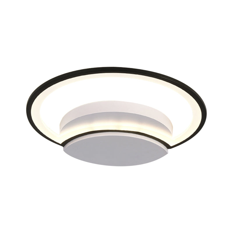 Led Bedroom Ceiling Light - 16/19.5/23.5 Wide Circle Acrylic Shade In White/Black Warm/White