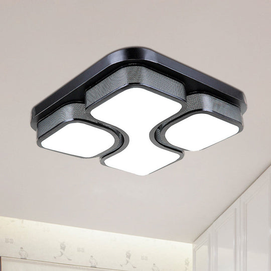 Contemporary Squared Metallic Ceiling Mounted Led Light - 17/21 Black/White Flushmount Warm/White
