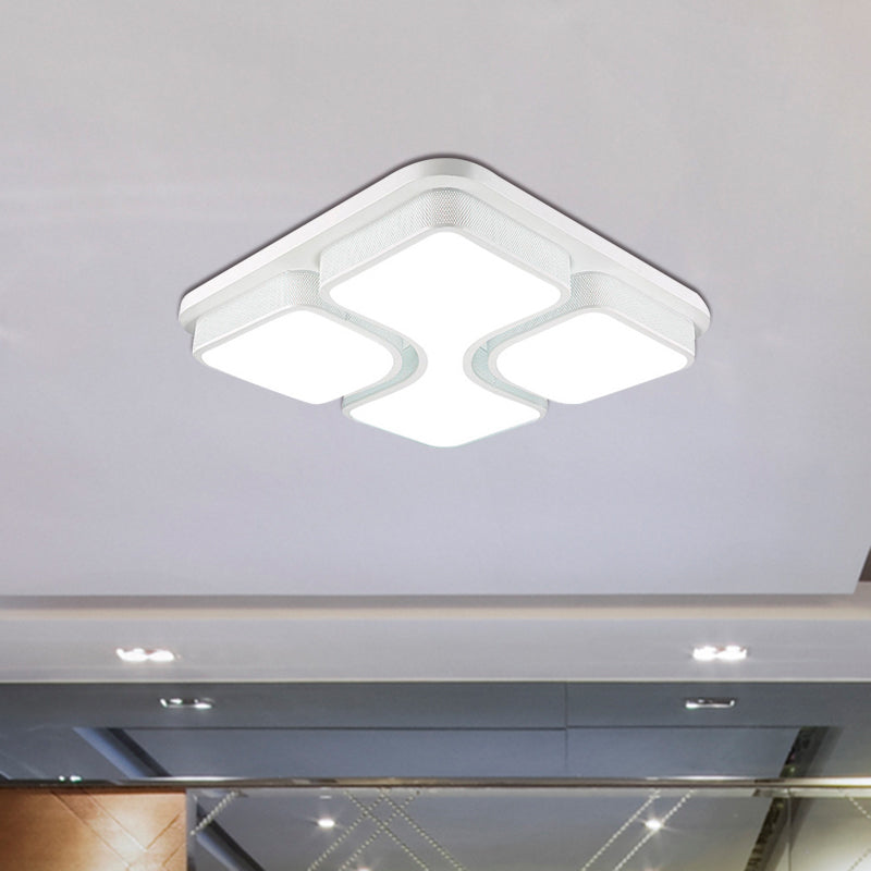 Contemporary Squared Metallic Ceiling Mounted Led Light - 17/21 Black/White Flushmount Warm/White