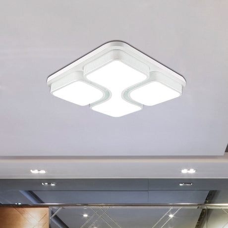 Contemporary Squared Metallic Ceiling Mounted Led Light - 17/21 Black/White Flushmount Warm/White