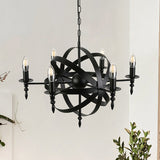 Vintage Style Metal Pendant Chandelier With Candle Design - Orbit Cage 6/8 Lights Indoor Lighting