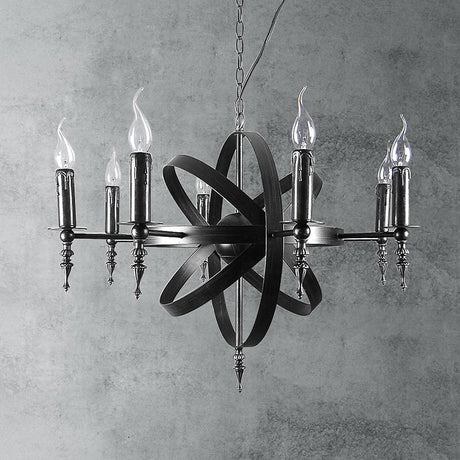 Vintage Style Metal Pendant Chandelier With Candle Design - Orbit Cage 6/8 Lights Indoor Lighting