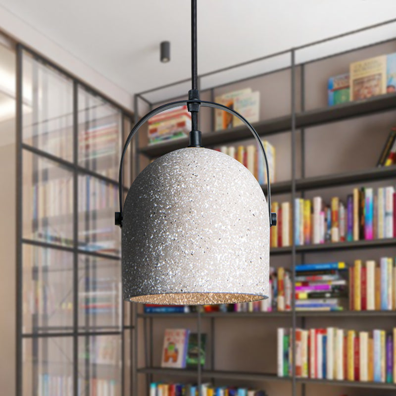 Nordic Cement Dome Pendant Light - 1-Light Black/Grey/White Hanging Design White