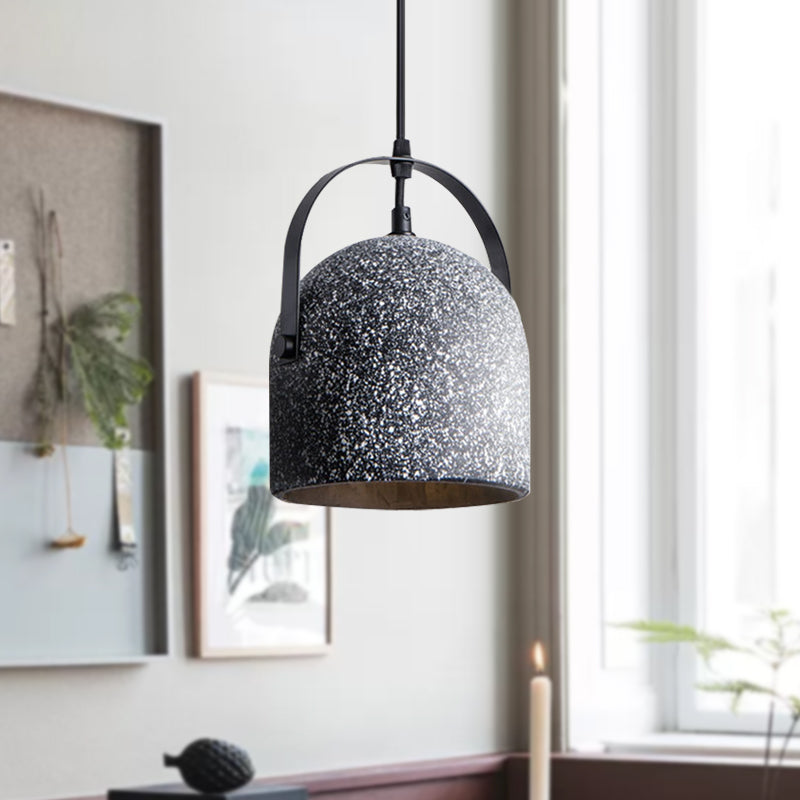 Nordic Cement Dome Pendant Light - 1-Light Black/Grey/White Hanging Design Black