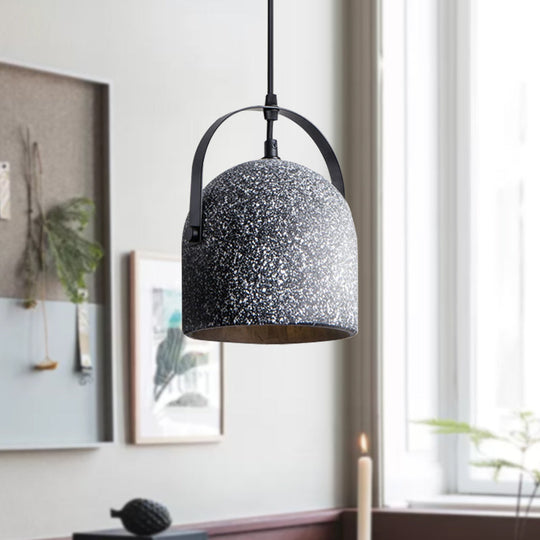 Nordic Cement Dome Pendant Light - 1-Light Black/Grey/White Hanging Design Black