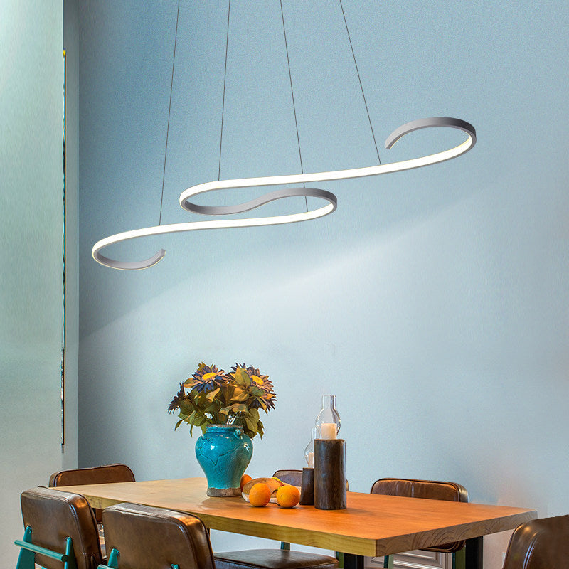 Nordic Acrylic Led Twist Pendant Light - Pink/Black/White With Warm/White/Natural Glow White /