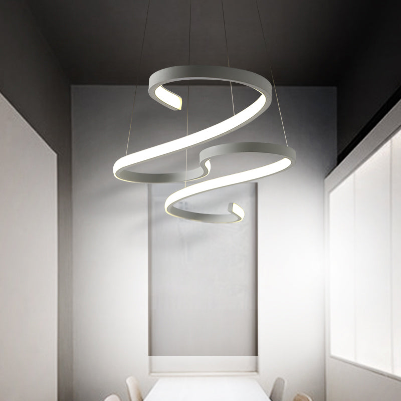 Nordic Acrylic Led Twist Pendant Light - Pink/Black/White With Warm/White/Natural Glow