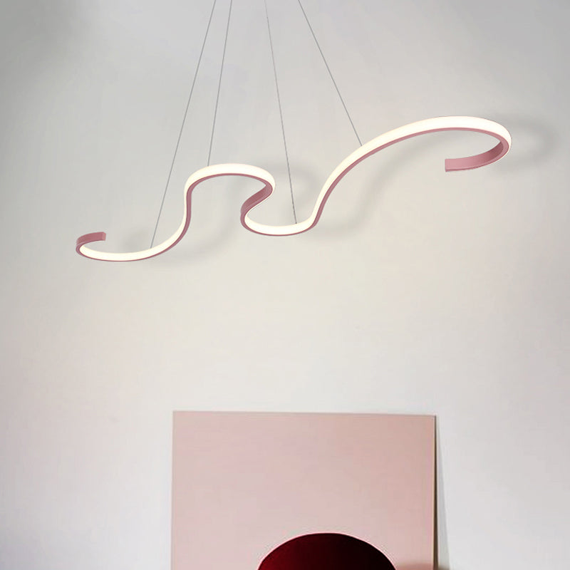 Nordic Acrylic Led Twist Pendant Light - Pink/Black/White With Warm/White/Natural Glow Pink / White
