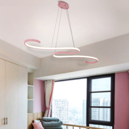 Nordic Acrylic Led Twist Pendant Light - Pink/Black/White With Warm/White/Natural Glow