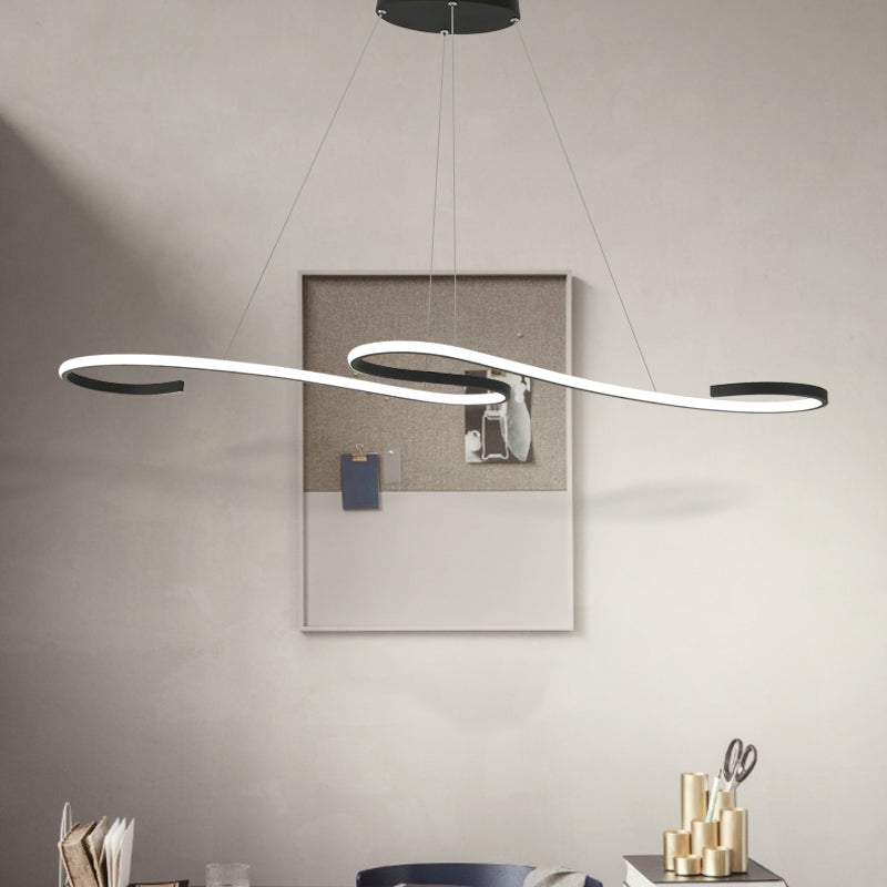 Modern Nordic Led Acrylic Twist Pendant Light In Pink/Black/White - Warm/White/Natural Lighting