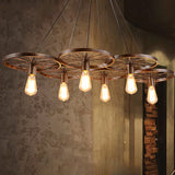 Industrial Black/Rust Metal Hanging Light With Vintage Bare Bulb Design - 3/6/8 Heads Ceiling