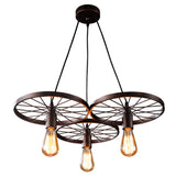 Industrial Black/Rust Metal Hanging Light With Vintage Bare Bulb Design - 3/6/8 Heads Ceiling