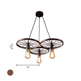 Industrial Black/Rust Metal Hanging Light With Vintage Bare Bulb Design - 3/6/8 Heads Ceiling