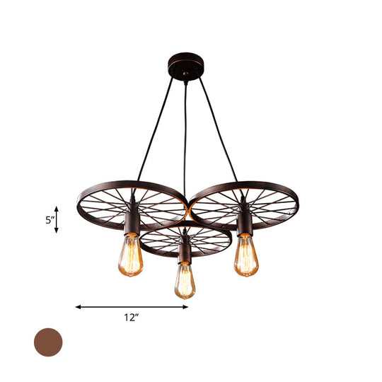 Industrial Black/Rust Metal Hanging Light With Vintage Bare Bulb Design - 3/6/8 Heads Ceiling