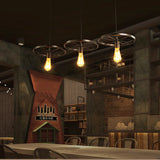 Industrial Black/Rust Metal Hanging Light With Vintage Bare Bulb Design - 3/6/8 Heads Ceiling