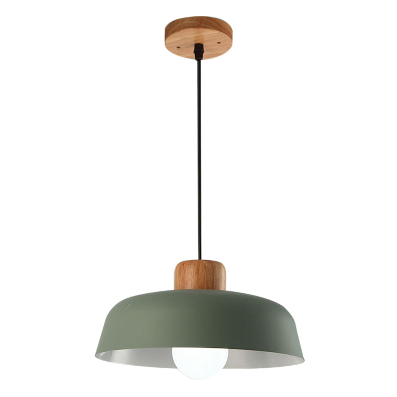Macaron Style Hanging Pendant Light - 12’/15’ Wide Bowl Shade Metallic Finish 1 Bulb Green/Pink