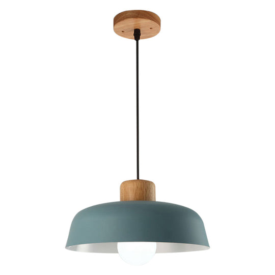 Macaron Style Metallic Hanging Light With Wide Bowl Shade - 1 Bulb Kitchen Pendant Lamp In