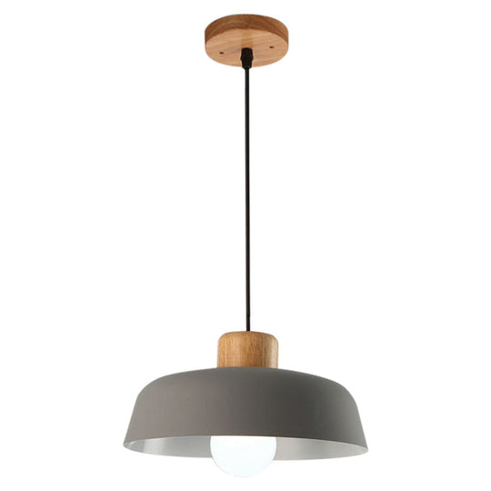 Macaron Style Metallic Hanging Light With Wide Bowl Shade - 1 Bulb Kitchen Pendant Lamp In