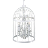 Vintage Style 4-Head Birdcage Chandelier: Black/White/Rust Iron Hanging Lamp With Candle & Crystal