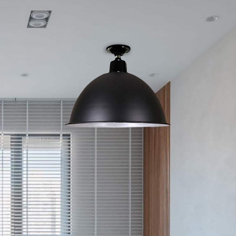 Modern Black Dome Ceiling Light For Dining Room - Loft Style 1 Head 12’/14’ Width