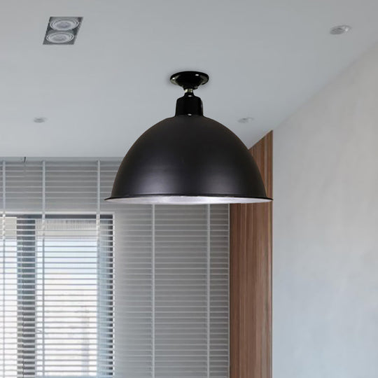 Modern Black Dome Ceiling Light For Dining Room - Loft Style 1 Head 12’/14’ Width