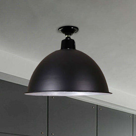 Modern Black Dome Ceiling Light For Dining Room - Loft Style 1 Head 12’/14’ Width