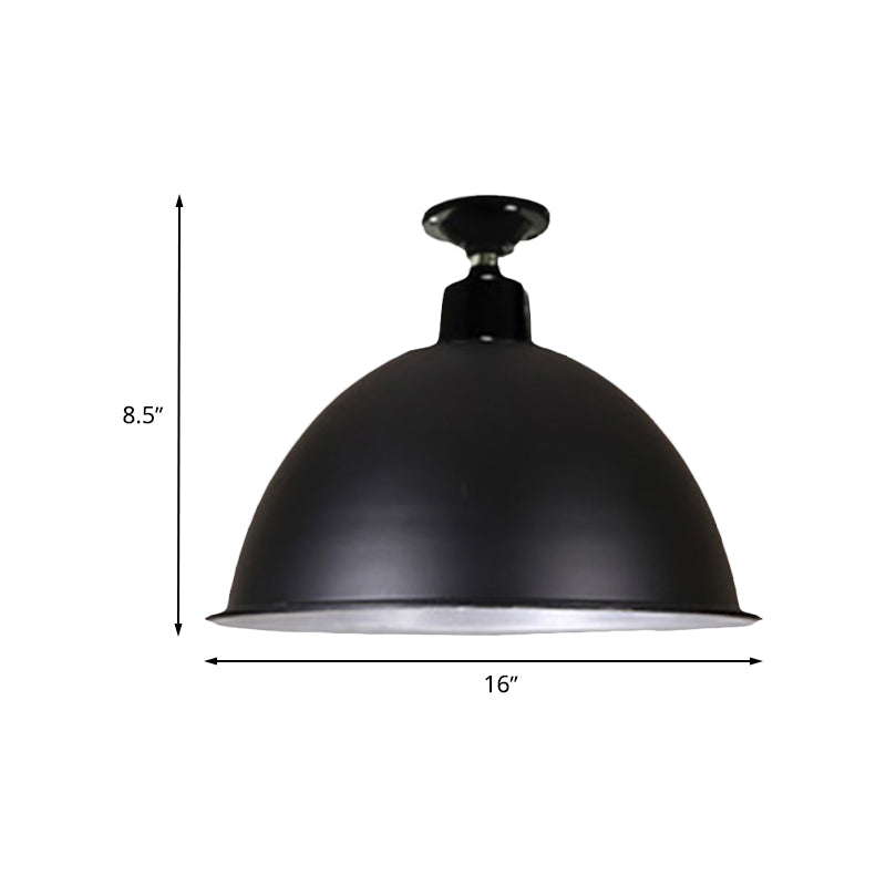 Modern Black Dome Ceiling Light For Dining Room - Loft Style 1 Head 12’/14’ Width