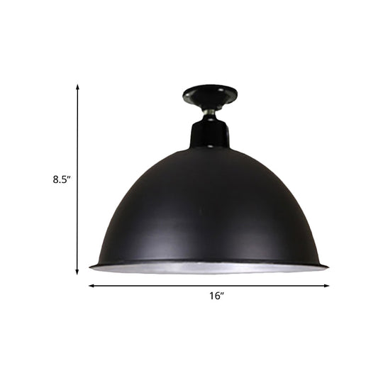 Modern Black Dome Ceiling Light For Dining Room - Loft Style 1 Head 12’/14’ Width